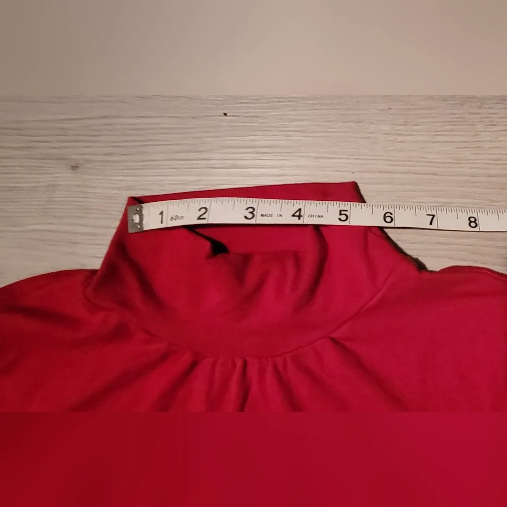 Express Red Cap Sleeve Turtleneck Blouse, Women's Small (S) - Picture 6 of 11